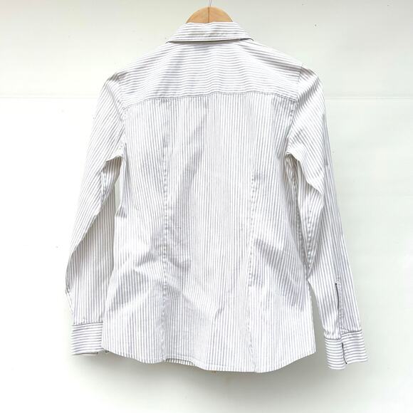 Lafayette 148 Connor Structured Zip Blouse Sparkle Stripe White Festive 4 - Picture 4 of 9